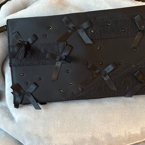 ✨Prabal Gurung Target Neiman Marcus Black Satin Bow Clutch 2012 Limited Edition